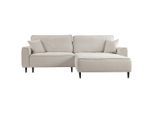 Mid.you , Beige , Textil , Kiefer , Füllung: Polyurethan (PUR),Polyurethan (Pur) , Ottomane rechts, L-Form , 263x183 cm , Made in EU ,