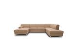 Mid.you , Beige , Textil , Uni , Ottomane rechts, U-Form , 308x194 cm , Made in EU , Rücken echt, Armteil links, Armteil rechts ,