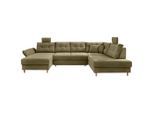 Livetastic , Olivgrün , Textil , Buche , Füllung: Schaumstoff , U-Form , 338-352x206 cm , Made in EU , Liegefunktion, seitenverkehrt erhältlich, Schlafen auf Sitzhöhe, Rücken echt, Armteil links ,