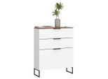 Möbelix , Weiß, Eichefarben , Holzwerkstoff , 1 Fächer , 2 Schublade(n) Schubladen , 80x105x35 cm ,