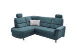 Livetastic , Blau , Textil , Uni , Ottomane links, L-Form , 231x184 cm , Made in EU , Rücken echt, Herz-Waage-Funktion, USB-C-Anschluss ,