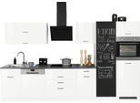 Küchenzeile KOCHSTATION "KS-Trier", weiß (küche: weiß, korpus: weiß, arbeitsplatte: anthrazit), B:350cm T:60cm, Komplettküchen-Sets, Küchenzeile, mit E-Geräten, Breite 350 cm