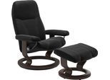Relaxsessel STRESSLESS "Consul", schwarz (schwarz paloma), B:85cm H:100cm T:77cm, Leder BATICK: BATICK ist ein leicht korrigiertes, durchgefärbtes und genarbtes Möbelleder, bei dem die meisten Unebenheiten und Spuren in der Regel entfernt wurden.;Leder PALOMA: PALOMA ist ein durchgefärbtes Semianilin-Möbelleder mit natürlicher Narbung.;ROHLEDER Stoff Q2 FARON: Ein fester zuverlässiger Bouclé mit e
