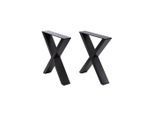 Livingandhome Tischbeine, Schwarz, Metall, 2-Sitzer, 50x71x7 cm, Esszimmer, Tische, Esstische, Tischsysteme, Tischgestell