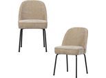 Esszimmerstuhl WOOOD "Vogue mit bezug und 3D-Muster, B 50 x T 57 x H 83 cm (2er-Set)", beige (sand, schwarz), B:50cm H:83cm T:57cm, Stühle, Esszimmerstuhl, Der WOOOD Vogue Stuhl vereint Komfort, Stoff mit 3D-Effekt & Design.