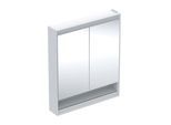 Geberit One Spiegelschrank 505832002 75 x 90 x 15 cm, weiß/Aluminium pulverbeschichtet, mit Nische und ComfortLight, 2 Türen