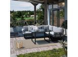 Dieter Knoll Dining-Loungeset , Anthrazit, Dunkelgrau , Metall, Textil, Stein , 3-teilig , Füllung: Polyester,Polyester,Schaumstoff , seitenverkehrt montierbar, L-Form , 236x202 cm , Gartenmöbel, Gartengarnituren, Gartenmöbel-Set