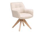 Livetastic Armlehnstuhl, Eiche, Beige, Holz, Textil, Eiche, massiv, Drehkreuz, 64x85x62 cm, Sitzfläche 360° drehbar, Esszimmer, Stühle, Esszimmerstühle, Armlehnenstühle
