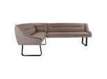 Novel Eckbank, Taupe, Metall, Textil, Leder, Echtleder, Rindleder, 5-Sitzer, Eckteil, 236x178 cm, Esszimmer, Bänke, Eckbänke