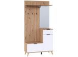 Garderobe, Weiß, Eiche Artisan, Glas, Holzwerkstoff, 100x202x40 cm, Garderobe, Garderoben-Set & Garderoben-Serien, Garderoben-Sets