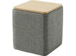 Ablagetisch HOME AFFAIRE "Kyro, Stauraum mit Tischplatte Eiche, Breite 40 cm", grau (grün), B:40cm H:46cm T:40cm, 85% Polyester, 15% Nylon, Tische, Ablagetisch, Stylisch, handlich und praktisch für dein Schlafzimmer