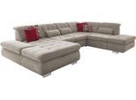 Wohnlandschaft DIE PLANBAR "MP-IN17004 U-Form, Breite 382 cm, mit Kaltschaum-Polsterung", beige (mandel), B:382cm H:84cm T:260cm, 100% Polyester, Sofas, Wohnlandschaft, inkl. Sitztiefenverstellung, weitere Funktion wählbar