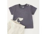 Strampler IDO "BABY BOY SUMMER SET", Kinder, Gr. 3, EURO-Größen, dunkelgrau, 100% Baumwolle, Overalls