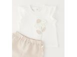 Shorts IDO "BABY GIRL SUMMER SET", Mädchen, Gr. 3, EURO-Größen, sanftes weiß, 95% Baumwolle, 5% Elasthan - 64% Leinen, 36% Baumwolle, Hosen Shorts
