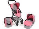 Kombi-Puppenwagen CHIC2000 "Fides 3in1", rosa (melange pink), Puppenwagen, KinderB:61cm H:85cm T:61cm, Kunststoff, Polyester, Stahl, Kombi-Puppenwagen, mit Babywanne, Sportsitz und Autositz, B:61cm H:85cm T:61cm