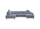Livetastic , Hellblau , Textil , Buche , Füllung: Schaumstoff , U-Form , 338x206 cm , Liegefunktion, Schlafen auf Sitzhöhe, Rücken echt, Armteil rechts ,