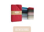 Spannbettlaken OTTO HOME "BLACKBERRY in PREMIUM und BASIC Qualität, 100% Baumwolle", rot, B:90cm L:200cm, Jersey (160 g/m²), Obermaterial: 100% Baumwolle, Bettlaken, Spannbettlaken, für hohe Matratzen bis 28 cm, Bettlaken, Spannbetttuch, Boxspring