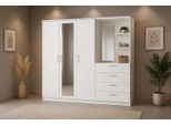 Kleiderschrank FORTE "Garderobenschrank, Spiegel, Schubladen, Regale, viel Stauraum", weiß, B:199cm H:181cm T:52,7cm, Holzwerkstoff, Schränke, Kleiderschrank, Made in Europe, FSC zertifiziert, Stauraumwunder