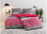 Bettwäsche OTTO HOME "Majoran", rot, B/L: 200cm x 220cm, 1 Stk., 2 Stk., Polycotton recycelt, B/L: 80cm x 80cm & 80cm x 80cm, 3 Stk., Polycotton recycelt, Obermaterial: 52% Polyester, 48% Baumwolle, Bettwäsche, Bettwäsche, gestreifte Bettwäsche in 4 Qualitäten, Marke H.I.S by OTTO home