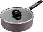 Schmorpfanne TEFAL "Ceramic Control Grey", lila (grau), B:25,5cm H:11,7cm L:41,7cm Ø:24cm, Pfannen, Schmorpfanne, Keramikbeschichtung, Induktion, Thermo-Signal Temperaturanzeiger