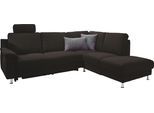 Ecksofa 3C CARINA "Korfu L-Form", braun (mocca), B:252cm H:91cm T:208cm, Chenille Easy care (100% Polyester);Struktur (100% Polyester), Sofas, Ecksofa, incl.- 1 Kopfstütze, wahlweise mit Schlafunktion und Stauraum