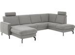 Wohnlandschaft DIE PLANBAR "PP-PF25099, U-Form, Breite 307cm", grau (asina grau), B:307cm H:88cm T:190cm, 94% Polyester, 6% Nylon, Sofas, Wohnlandschaft, Wahlweise mit Kopfstützen, Stauraum und motorischer Vorziehbank