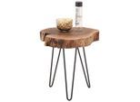 Carryhome Beistelltisch, Schwarz, Akazie, Holz, Metall, Akazie, massiv, Freiform, 48x48x35-40 cm, Wohnzimmer, Wohnzimmertische, Beistelltische, Beistelltische Metall
