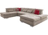 Wohnlandschaft DIE PLANBAR "MP-IN17004 U-Form, Breite 382 cm, mit Kaltschaum-Polsterung", weiß (mandel), B:382cm H:84cm T:260cm, 100% Polyester, Sofas, Wohnlandschaft, inkl. Sitztiefenverstellung, weitere Funktion wählbar