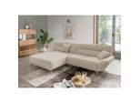 Mid.you , Beige , Textil , Buche , Uni , Füllung: Schaumstoff , Ottomane links, L-Form , 290x166 cm , Made in EU , Typenauswahl, seitenverkehrt erhältlich, Rücken echt, Armteil links, Armteil rechts ,