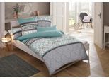 Bettwäsche OTTO HOME "Cremona", grau (grau, mint), B/L: 155cm x 220cm, 1 Stk., 1 Stk., Biber, B/L: 80cm x 80cm, 2, Biber, Obermaterial: 100% Baumwolle, Bettwäsche, Bettwäsche, romantische Bettwäsche in verschiedenen Qualitäten, ab Gr. 135x200 cm
