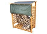 Kaminholzregal PROMADINO "Speyer", braun (honigbraun), B:119,5cm H:148cm T:68cm, Holzwerkstoff, Kaminholzlager, Kaminholzregal, mit Wetterschutz
