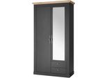 Garderobenschrank OTTO HOME "Westminster, Schrank im Landhausstil, Hochschrank, Schuhschrank", grau (dunkelgrau, wotan eiche), B:108cm H:203cm T:46cm, Schränke, Garderobenschrank, Metallgriffe, mit Spiegeltür, viel Stauraum, in 2 Farben erhältlich