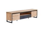 Xora Lowboard, Schwarz, Eiche, Metall, Holzwerkstoff, 1 Fächer, 1 Schublade(n) Schubladen, 188x48x40 cm, stehend, Wohnzimmer, Wohnwände, Lowboards, Lowboards stehend