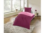 Wendebettwäsche KINZLER "Mikrofaser "Cashmere Touch", lila (beere), B/L: 135cm x 200cm, 1 Stk., 1 Stk., Polyester, B/L: 80cm x 80cm, 2 Stk., Polyester, Obermaterial: 100% Polyester, Bettwäsche, Wendebettwäsche, Unifarben, besonders weich