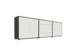 Mid.you , Anthrazit, Weiß , Holzwerkstoff , 6 Fächer , 4 Schublade(n) Schubladen , 237x73x33 cm , Made in Germany , erweiterbar, stehend ,