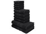 Handtuch Set OTTO HOME "Vanessa, 10-tlg Handtuch-Set, weich, in Standard- und Premium-Qualität", schwarz, 10 tlg., Premium (550g/m²), Walkfrottee, Walkfrottee, Obermaterial: 100% Baumwolle, Handtuch-Sets, Handtuch Set, 100% Baumwolle, Duschtücher, Handtücher, Gästetücher, mit Bordüre