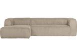 Ecksofa WOOOD "Bean Bezug Links mit hoher Sitzkomfort, H 73 x B 305 x T 96/175 cm", beige (travertin), B:305cm H:73cm T:175cm, Sofas, Ecksofa, Ripsstoff, Gute Verschleißfestigkeit, Tragkraft 400 kg, pflegeleicht