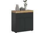 Kommode OTTO HOME "MAMBO, TOPSELLER, Breite 77cm, 2 Türen, 1 Einlegeboden, 1 Schubkasten", schwarz (schwarz, wotan eiche nachbildung), B:77cm H:80cm T:37cm, Sideboards, Kommode, Kommode, Anrichte, Wohnzimmer, Schlafzimmer