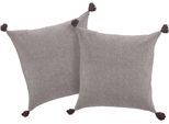 Dekokissen "Jada", braun (braun, unifarben), B:50cm L:50cm, Baumwolle, LEGER HOME BY LENA GERCKE, Dekokissen_Sitzkissen_Kissenhüllen, Dekokissen, Kissenhülle ohne Füllung,Reißverschluß, 2er Set, modern, 50x50, Quaste