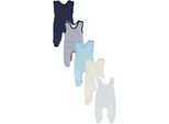 Strampler TUPTAM "Strampler Baby Strampler mit Aufdruck Spruch 5er Pack", Mädchen, Gr. 56, N-Gr, blau (streifenmix uni), Obermaterial: 100% Baumwolle CO., Overalls