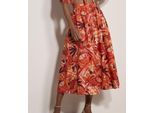 Midirock APRICOT "Midirock mit tropischem Blatt-Patchwork", Damen, Gr. M (38), rot, gewebt, Obermaterial: 100% Baumwolle CO., bedruckt, normal, Röcke, und elastischem Bund