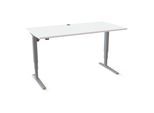 STIER Elektrisch höhenverstellbarer Schreibtisch 501-43 160 x 80cm Weiß/Silber 65-125cm (907770)
