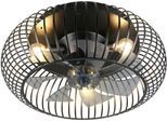 REALITY LEUCHTEN Deckenleuchte "JOHANNA mit Ventilator, großer Deckenventilator mit Licht Ø 61cm", schwarz (schwarz matt), 3, Ø 61cm H: 25,5cm, 1 Stk., Leuchten, exkl 3x E27 Leuchtmittel, Ø 61cm Höhe 25,5cm, Vor- & Rücklauf Funktion, Deckenleuchte