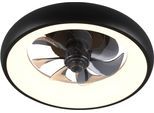 REALITY LEUCHTEN LED Deckenleuchte "MUONIO mit Ventilator, Deckenventilator mit Licht, 20W LED CCT Ø 40cm", schwarz matt, weiß, 1, Ø 40cm H: 13,5cm, 1 Stk., Leuchten, Fernbedienung 3 Geschwindigkeiten Timer Vor- & Rücklauf dimmbar, LED Deckenleuchte
