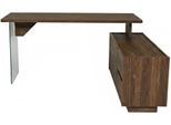 Eckschreibtisch JAHNKE "LUX C 160 E", braun (walnuss, klarglas, klarglas, walnuss), B:160cm H:74cm T:136cm, Tische, Eckschreibtisch, Eckschreibtisch, wechselseitig montierbar, Glas, 2 Fächer+2Schubladen