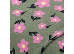 Sweatstoff "Blumen", grün/rosa