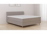 BRUNO Boxspringbett Premium 200x200cm in Glory Taupe | Matratzen-Härtegrad: Links H2 / Rechts H3 | mehrfach ausgezeichnet in Design & Qualität