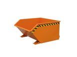 Eichinger-Industrie Kippbehälter, niedrige Bauhöhe, 1000 l, bis 2000 kg, Einfahrttaschen, Kettensicherung, Stahl, reinorange RAL 2004