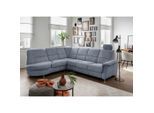 Livetastic , Hellblau , Textil , Uni , L-Form , 275x236 cm , Made in EU , Relaxfunktion, seitenverkehrt erhältlich, Rücken echt, USB-Anschluss, Herz-Waage-Funktion, USB-C-Anschluss ,