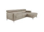 Livetastic , Grau , Leder , Echtleder , Rindleder , Ottomane rechts, L-Form , 226x169 cm , Made in EU , seitenverkehrt erhältlich, Armteil links, Armteil rechts ,